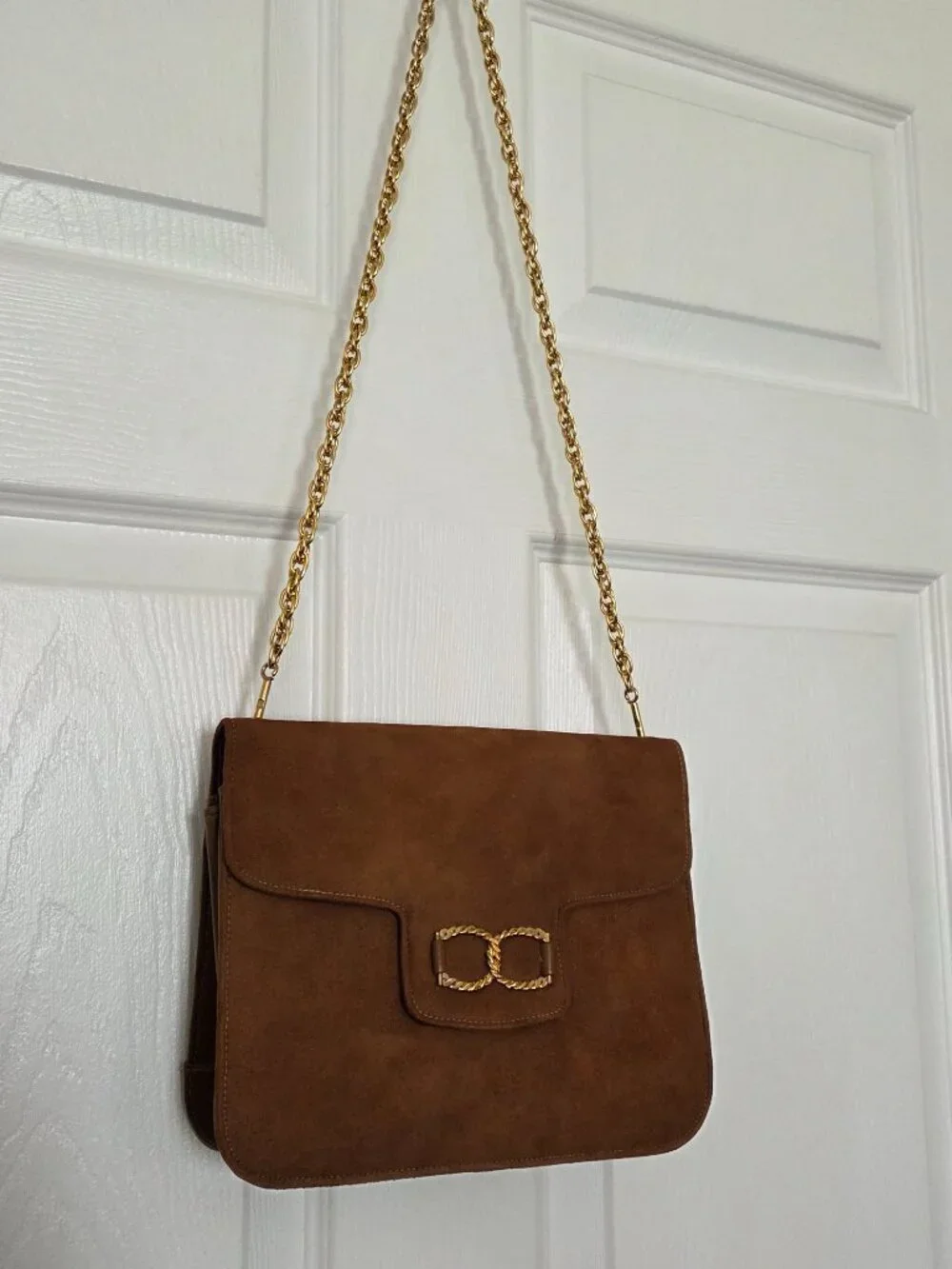 Vintage Meyer's Classic Brown Suede Chain-Handle Satchel